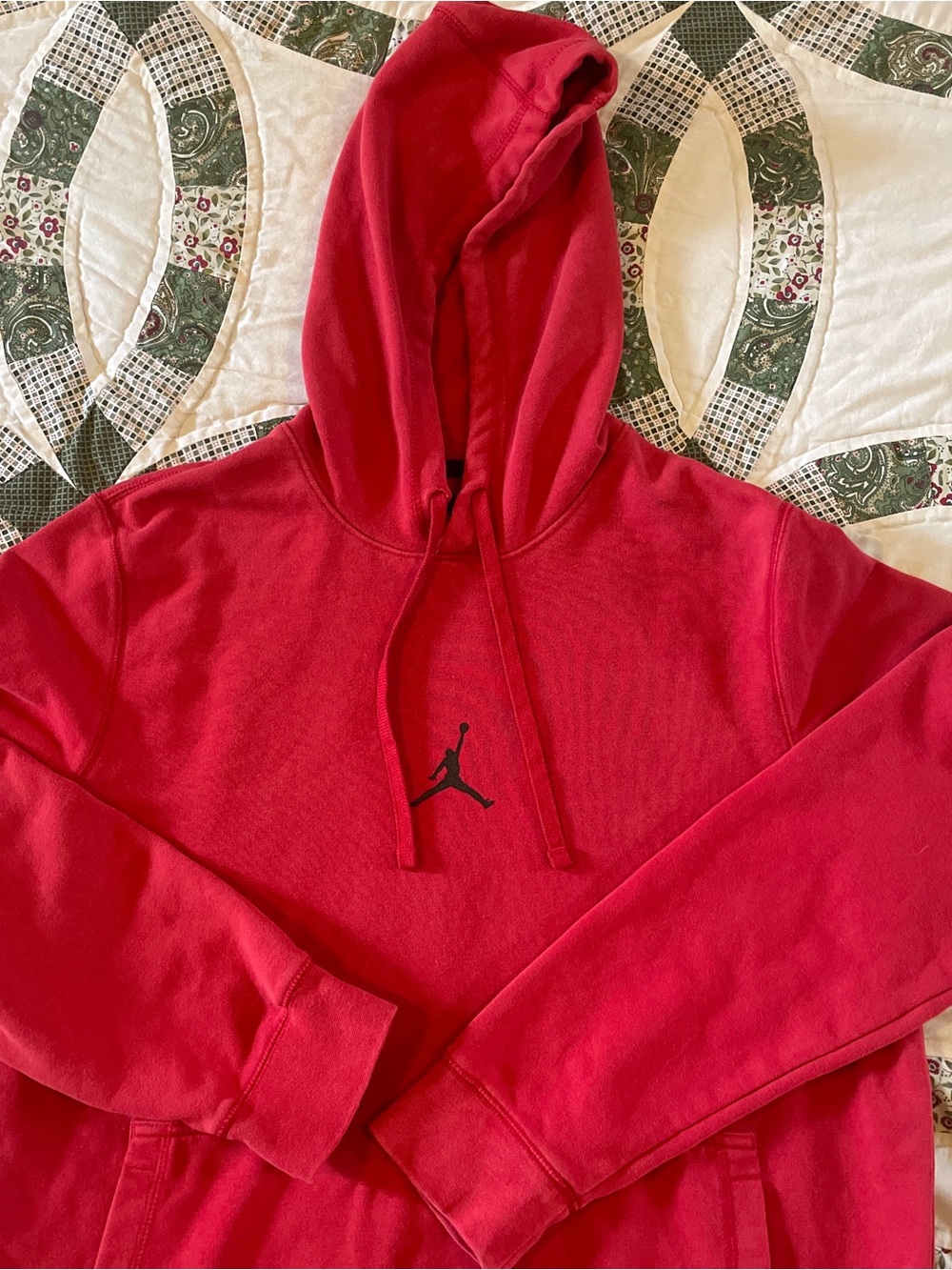 Jordan Red Hoodie with Black Center Jumpman Logo Medium Sporty Casual School